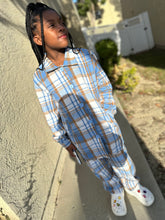 Load image into Gallery viewer, Plaid Jogger Set-Blue