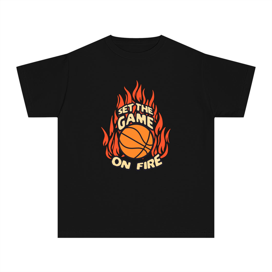 Youth Basketball Tee – Set the Game on Fire