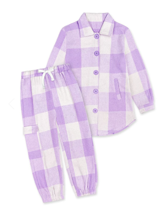 Plaid Jogger Set-Purple