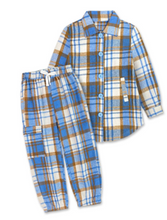 Load image into Gallery viewer, Plaid Jogger Set-Blue

